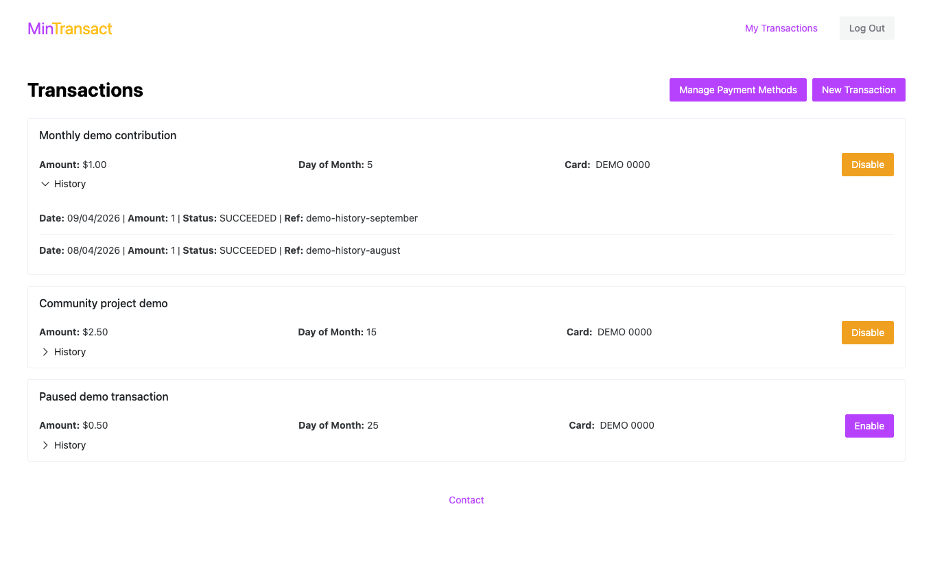 MinTransact transaction history